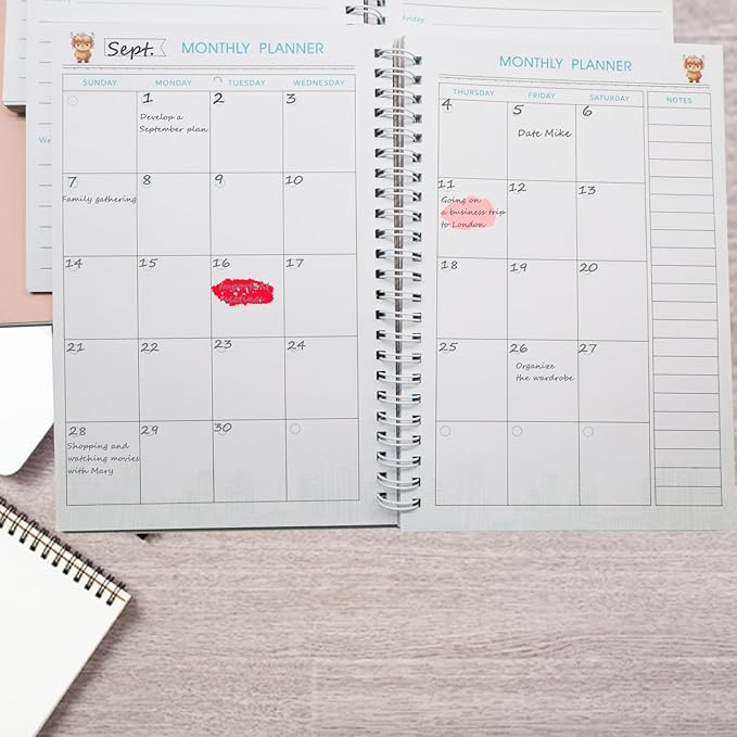 LEMEDE No Waste 12 Months Undated Planner Weekly and Monthly Planner, Weekly To Do List Notepad with Storage Pocket, A5 Undated Planners for Women & Men, Home Office Desk Accessories and Supplies