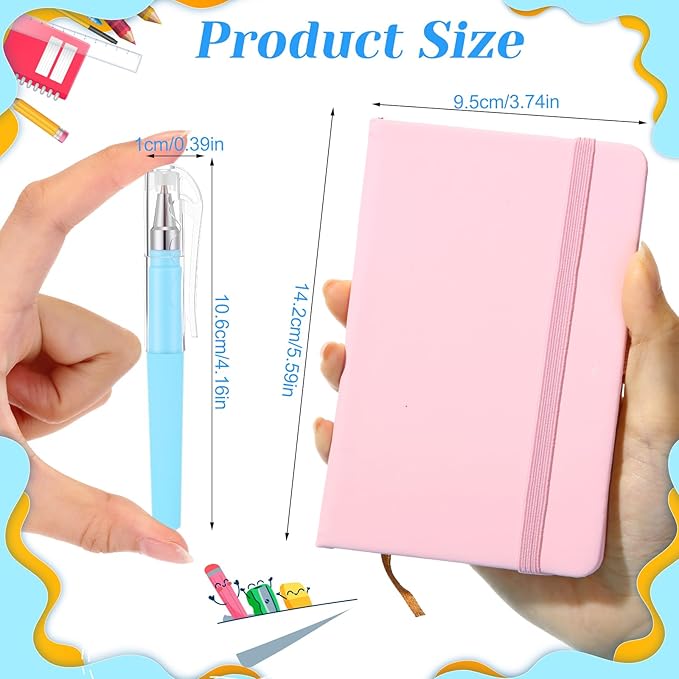 Sayglossy 25 Pack Pocket Small Notebook Journals with Pen 5.6'' x 3.7'' Mini Journaling Notepads A6 Ruled Journals Hardcover Lined Notebook Bulk with Pen Holder for Office School Memo(Macaron Colors)