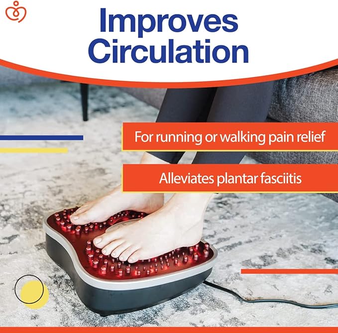Acupressure Foot Massager for Blood Circulation and Pain Relief for Foot Pain and Plantar Fasciitis Relief Infrared Heat with Adjustable Vibration