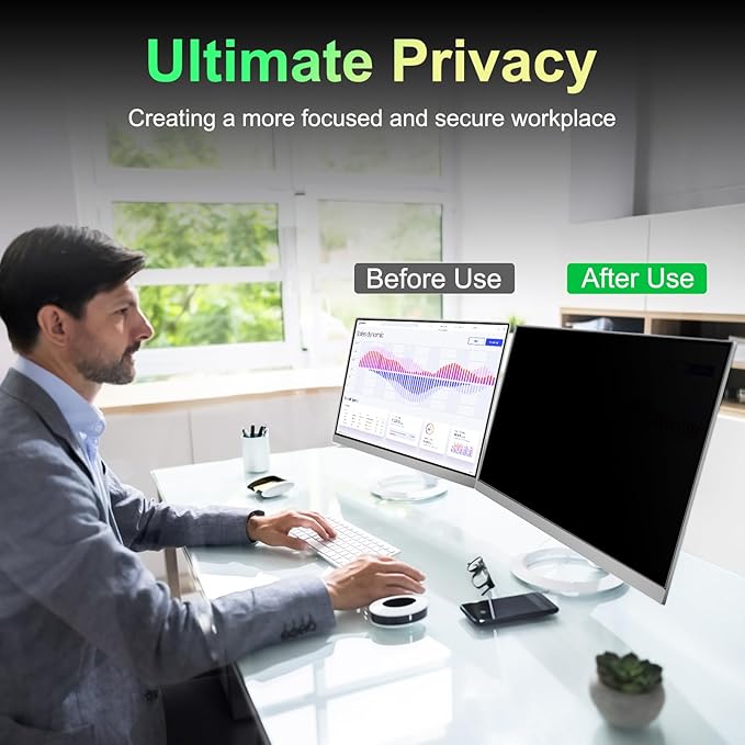 Magnetic 23.8 Inch Monitor Privacy Screen for 16:9 Aspect Ratio Widescreen Computer, Anti Glare Blue Light Protector Shield Filter for Eyes, Removable Computer Monitor Privacy Screen 23.8 inch