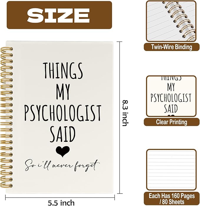 CUANFDDSF Psychology Gifts Notebook, Mental Health Therapy Journal Notebooks for Women, Psychologist Gifts for Women,Writing Pads， Mental Health Therapist Hardcover Spiral Notebook 5.5x8.3 Inch