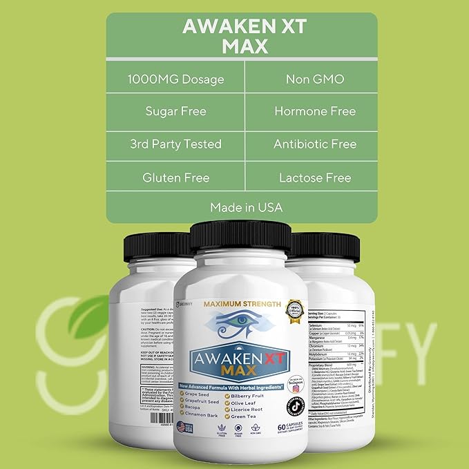 Awaken XT Max Nootropic Supplement, 60 Capsules, with Vitamins & Herbal Blend, 30 Day Supply (5)
