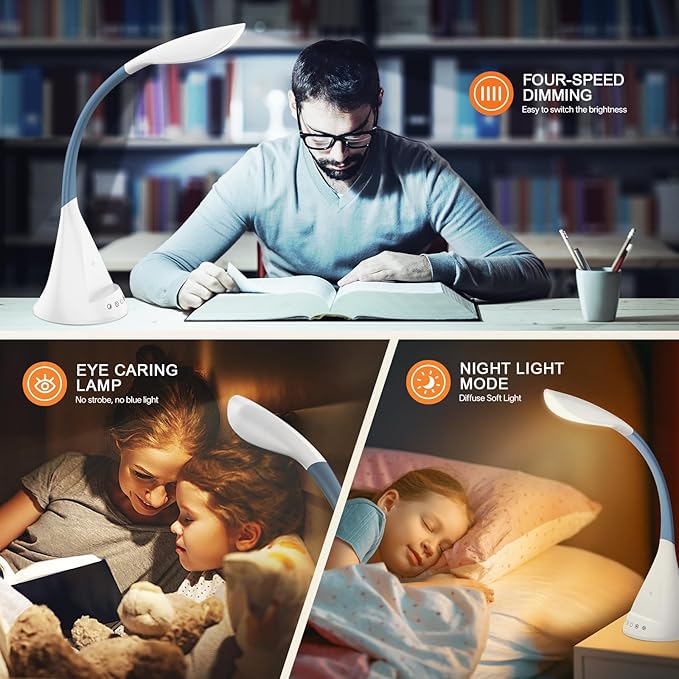 LED Touch Screen Control Desk Lamp, 50 Watt Smart Wireless Fast Charging, 360° Gooseneck Adjustment, 9Amplified Lighting Modes, 5 RGB Scents, Home Office, Reading, Architects Task Lamps