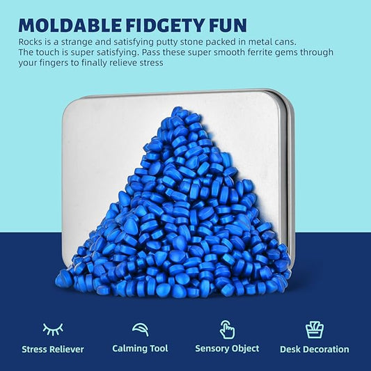 Magnetic Putty Rocks, Blue More Than 600 Weak Magnetic Smooth Ferrite Pebbles, Desk Toys and Time-Killer for Adults