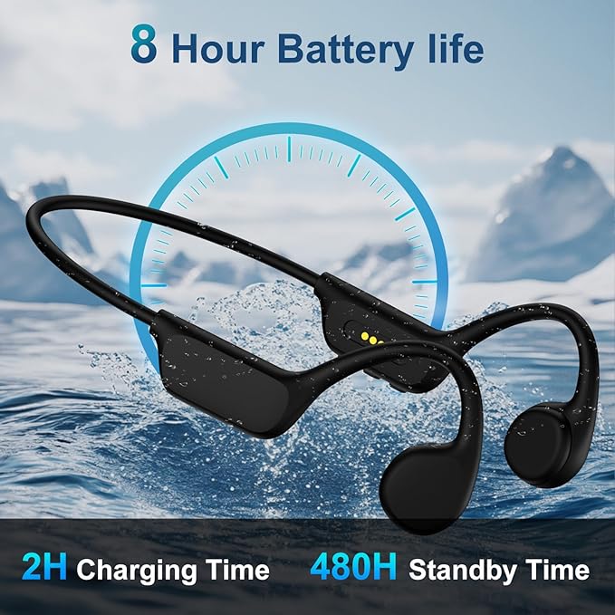 Bone Conduction Swimming Headphones,Wireless IPX8 Waterproof Open-Ear Headphone/Earphones, 32G Underwater Headset/Earbuds, Sports, Swimming, Diving