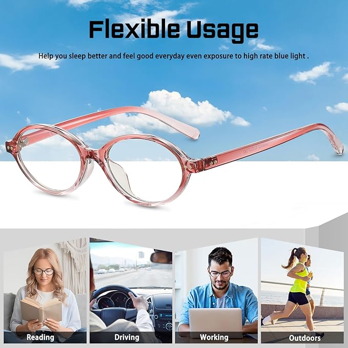 HAOLOTA Blue Light Blocking Glasses Women, Trendy Round Anti Eyestrain UV Glare TV Phone Computer Gaming Eyeglasses