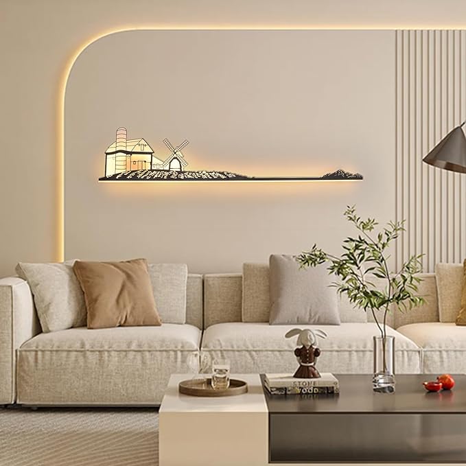 Qcyuui Dimmable LED Wall Lights Wall Sconce with Remote Control 47.2inch Wall Lamp Black Led Wall Sconce Indoor Creative Wall Lighting for Bedroom Living Room Hallway Staircase, 32W