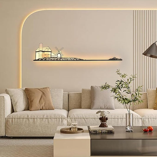 Qcyuui Dimmable LED Wall Lights Wall Sconce with Remote Control 47.2inch Wall Lamp Black Led Wall Sconce Indoor Creative Wall Lighting for Bedroom Living Room Hallway Staircase, 32W