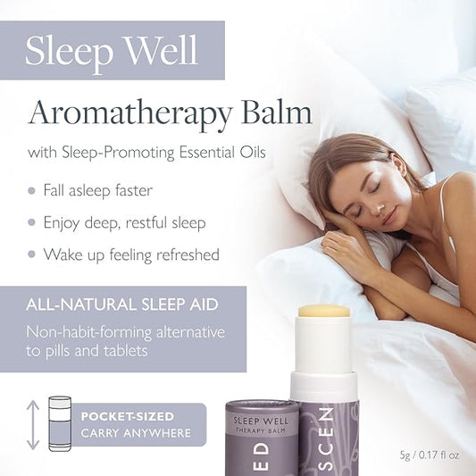 Scentered Sleep Well Balm – Aromatherapy Sleepstick with Lavender & Chamomile – Natural Sleep Aid Essential Oil Roll On – Relaxation Gifts for Women to Help Sleeping
