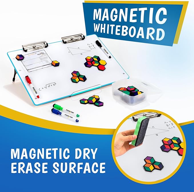 Slant Board for Writing - Adjustable Magnetic Whiteboard & 22° Angle Ergonomic Desk for Reading, Writing, & Drawing for Students, Teachers – Ideal for Posture, Study, & Orientation – Blue