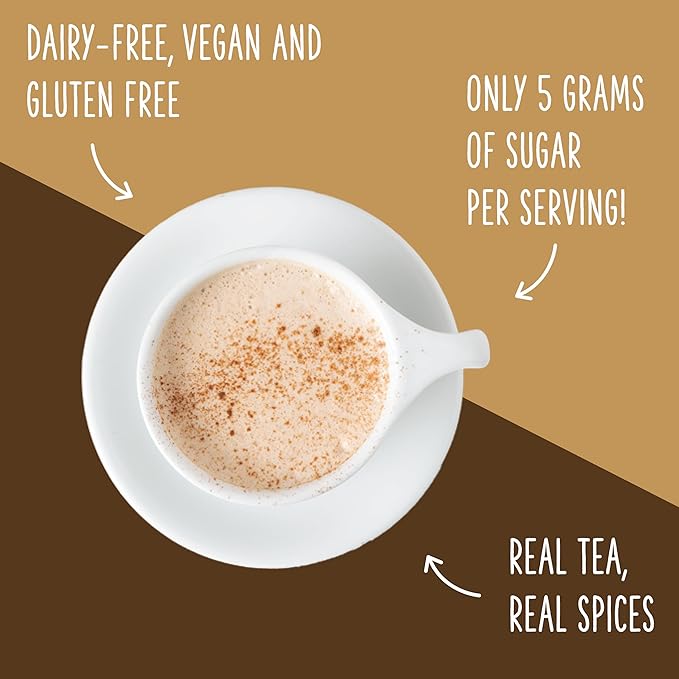 Two Leaves and a Bud Nice Chai Latte Mix, Powdered Chai Latte Tea Mix, Vegan, Dairy Free, Low Sugar, Iced or Hot Lattes | 1 Resealable Bag, 3.95 oz | 8 servings