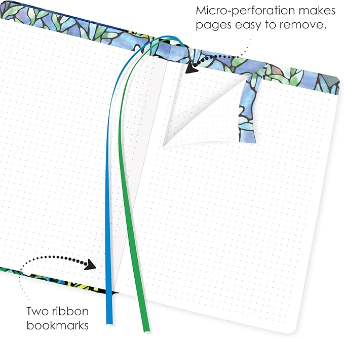 RainCaper Vegan Leather Journal Notebook, 160 Dot-Grid Pages, 5.7 inches x 8 inches, Journal - Tiffany Field of Lilies
