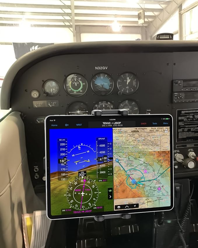 Tablet Yoke Mount, iPad Yoke Clamp Mount for Aircraft, 360° Adjustable Metal Arm Aviation Trainer Tablet Holder for iPad Pro 13 12.9 11, iPad Air Mini, Galaxy tab, iPhone, 4-13" Device