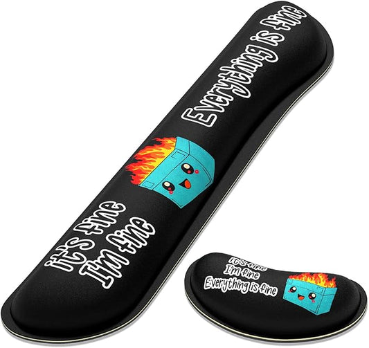 Dapesuom Enlarge Keyboard Wrist Rest, Memory Foam Wrist Cushion for Desk Mats Support, Typing Pain Relief Keyboard Mouse Pad Rests Set with Non-Slip Base for Gaming Laptop Computer, Black Dumpster