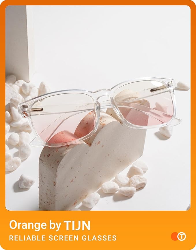 TIJN Blue Light Blocking Glasses for Women Men Clear Frame Square Nerd Eyeglasses Anti Blue Ray Computer Screen Glasses