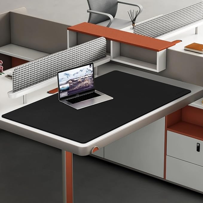 MAIDERN 40” x 24” Leather Desk Mat XL, Large Desk Pad, Reversible Cork & Leather Large Mouse pad for Desk, Waterproof Computer Desk Mat for Gaming Home Office (Black) …