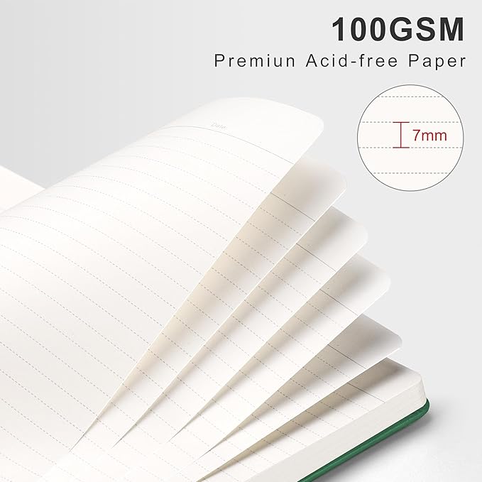 RETTACY Spiral Journal Notebook, 140 Numbered Pages, B5 Medium Size (7.6'' x 10''), for Men & Women, Journaling, Writing, Work & Office, Leather Hardcover, 100 GSM Thick Paper (Dark Green)