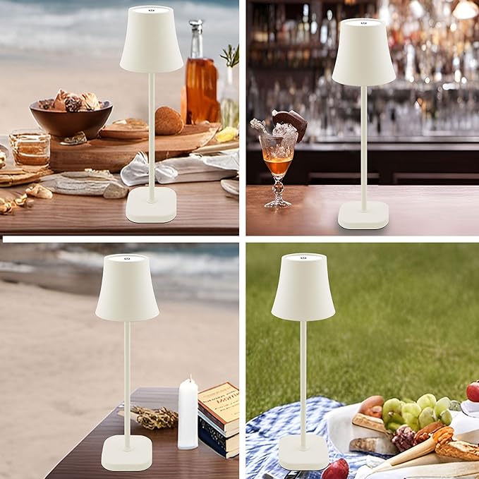 Outdoor Rechargeable Cordless Table Lamp: 5400mAh Dimmable Battery Powered Table Lamp: White Modern Portable Nightstand Touch Lamp: Bedside Table Lamps for Living Room Bedroom Home Office