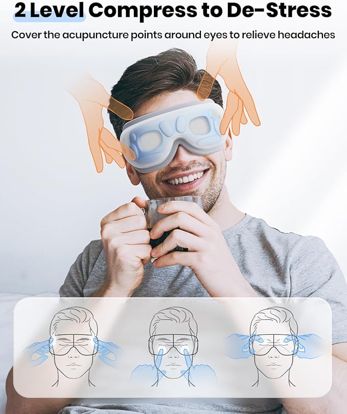 Eye Massager with Heat, Heated Eye Mask with Bluetooth Music, Face Massager, Mask for Migraine & Headache Relief, Improved Sleep, Birthday Gifts for Mom Dad Women Men Her Him