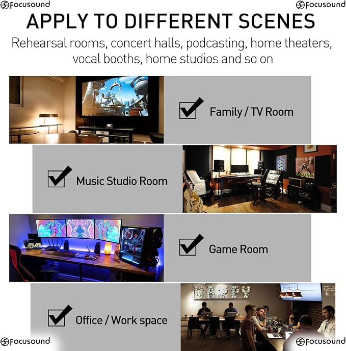 50 Pack Acoustic Foam Panels 1" x 12" x 12" Sound Proof Foam Panles Soundproofing Noise Cancelling Wedge Panels for Home Office Recoding Studio with 300PCS Double-Side Adhesive