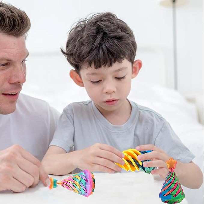 3 Pack Spiral Cone Fidget Toy, Pyramid Passthrough Sculpture, Mini Cones Pass Through Pyramid Fidget Toy for Stress and Anxiety Relaxing