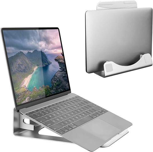 Mount-It! Vertical Laptop Stand - Aluminum 2 in 1 Riser for Desk | MacBook Air and Pro Holder