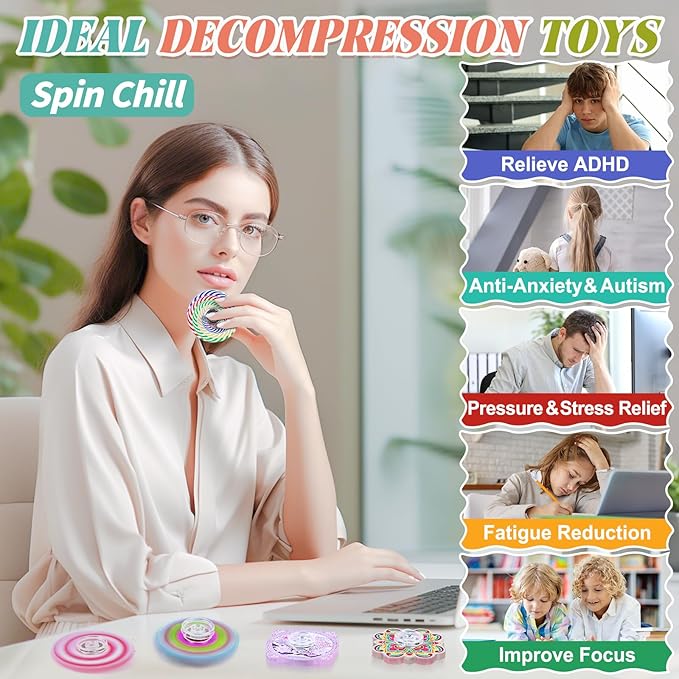 50 Pack Fidget Spinner for Kids, Mini Sensory Fidget Toys Adults Kids 4-8-12 with Autism ADHD, Anxiety Toys Stress Relief Teen Boy Bulk Gifts, Party Favors Classroom Prizes Goodie Bag Stuffers