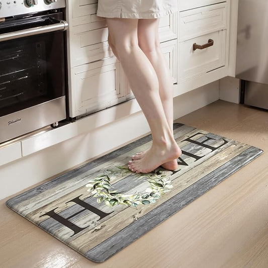 KIMODE Comfort Kitchen Mats Cushioned Anti Fatigue,Farmhouse Spring Kitchen Sink Rug Non Slip,Waterproof Memory Foam Standing Desk Mat for Office Home Doorway,20"x39",Grey