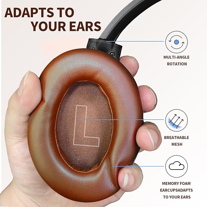 Hybrid ANC Multipoint Over Ear Headphones, Bluetooth Headphones Over The Ear Noise Canceling, Hi-Res Audio Custom with 4 EQ Deep Bass, Memory Foam Ear Cups, Quick Charge 60H HiFi Playtime