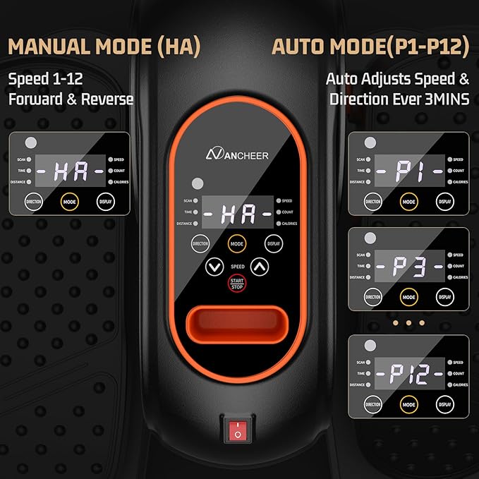 ANCHEER Under Desk Elliptical Machine, Electric Seated Pedal Exerciser Machine with 12 Adjustable Speed, Quiet & Portable, LCD Display Monitor, Remote Control, Leg Exerciser for Home Office