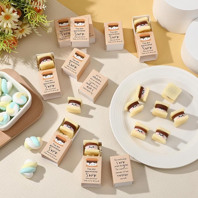 Wettarn 18 Sets Appreciation Gifts S'More Stress Balls with Thank You Gift Boxes for Employee Coworker Teacher Office Team Positive Desk Decor Relief Toys