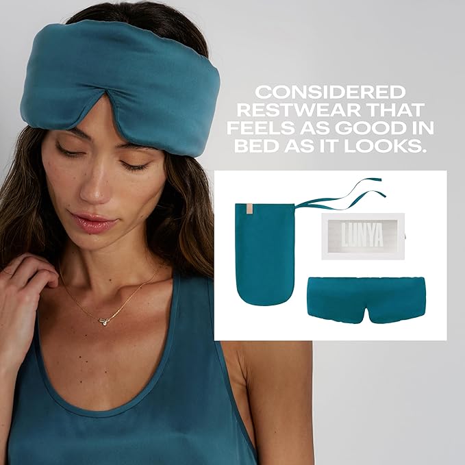 Silk Sleep Mask for Women - Mulberry Silk Eye Mask for Sleeping - Breathable, Washable, Light-Blocking – Piquant Teal, L