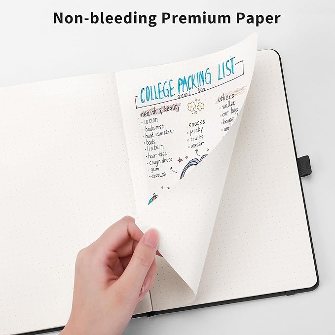 RETTACY Bullet Dotted Journal Notebook, 320 Numbered Pages, A5 Medium Size (5.7'' × 8.3''), Leather Hardcover, 100 GSM Thick Paper, for Bullet Journaling, Planning, Tracking (Red)