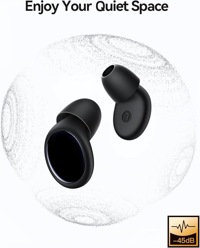 Ear Plugs for Sleeping 45dB Noise Cancelling Ear Plugs for Concerts & Noise Reduction, Earplugs for Sleep, Snoring Airplane Musician Calmer, Silicone Earplugs Reusable Concert Ear Plug +8Tip Black