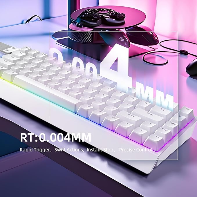 IROK Mer68 SE Wired 68 Keys, Magnetic Switch Mechanical Keyboard, 8KHZ Polling Rate/Latency As 0.125MS/64KHZ All Keys Scan Rate/ARGB, Hot Swappable Gaming Keyboard(White)