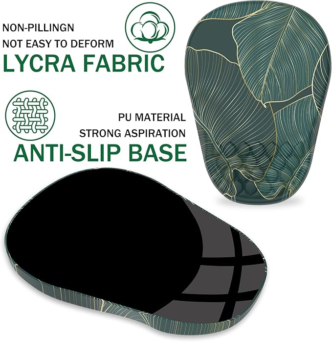 Ergonomic Mouse Pad Wrist Support, with Memory Foam & Non-Slip PU Base, Comfortable Massage Design Mouse Pad Relieve Wrist Fatigue&Pain, Suitable for Computer, Office and Home(05Green Leaves)