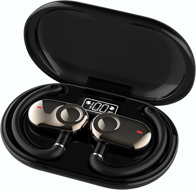 Open Ear Earbuds, Open Ear Headphones with 16mm Speakers, Bluetooth 5.4 Wireless, Biaxial Rotation, Lightweight, 20H Playtime, Over Ear Bluetooth Headphones for Running, Workout, IPX5 Waterproof