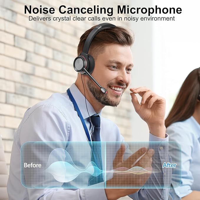 USB Headset with Microphone, Type-c/USB/3.5mm Jack 3-in-1 PC Headset, Wired & Noise Cancelling Headphone with Mic Mute for Call Centers, Teams, Zoom, Home Office, Online Courses
