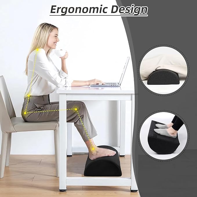 Under Desk Footrest Detachable - Leg Rest Adjustable 3 Height Positions for Under Desk, Ergonomic Foot Rest for Office or Home Use