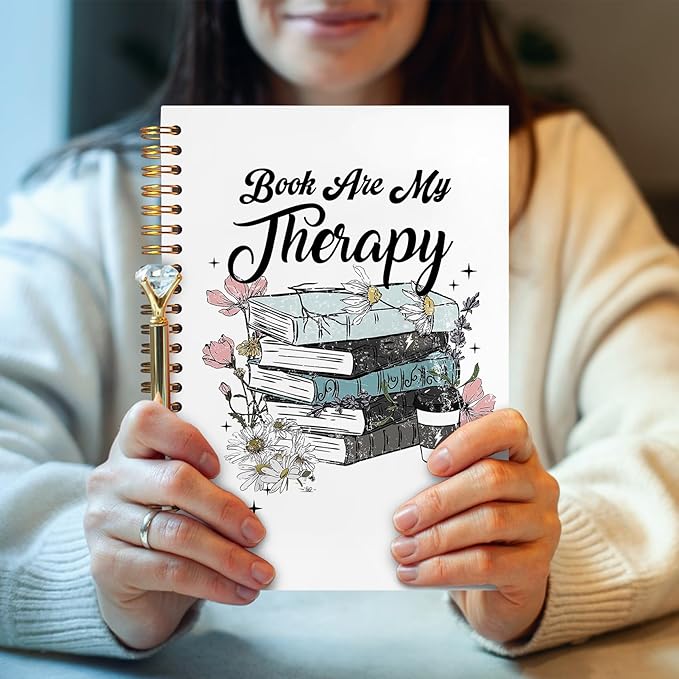 Reading Spiral Notebook 5.5x8.3, Book Lovers Gifts, Gifts for Bookish Readers Lovers Women, Book Are My Therapy Reading Journal Notebooks for Note Taking