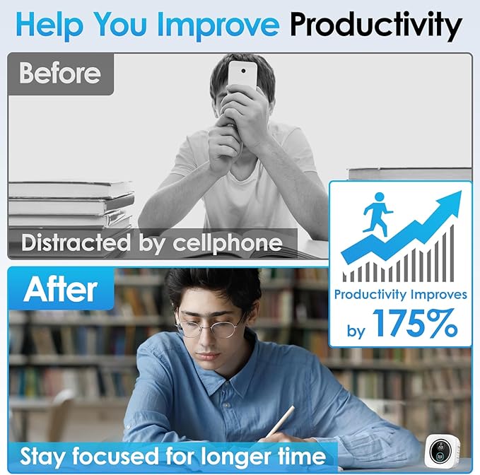 99-Minute Visual Timer with Pomodoro Timer Productivity Focus Timer Countdown Stopwatch Desk ADHD for Study, Work, Student, Procrastination, Loud Alarm/Mute/Vibration, 2 Brightness Levels