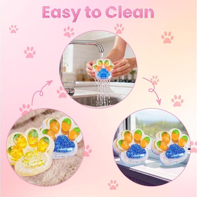 4Pcs Taba Squishy Cat Paw Toys, Colorful Sparkling Powder Cute Kawaii Sensory Fidget Stress Relief Squeeze Toys for Adults, Kids, for Desk, School （Fruit）