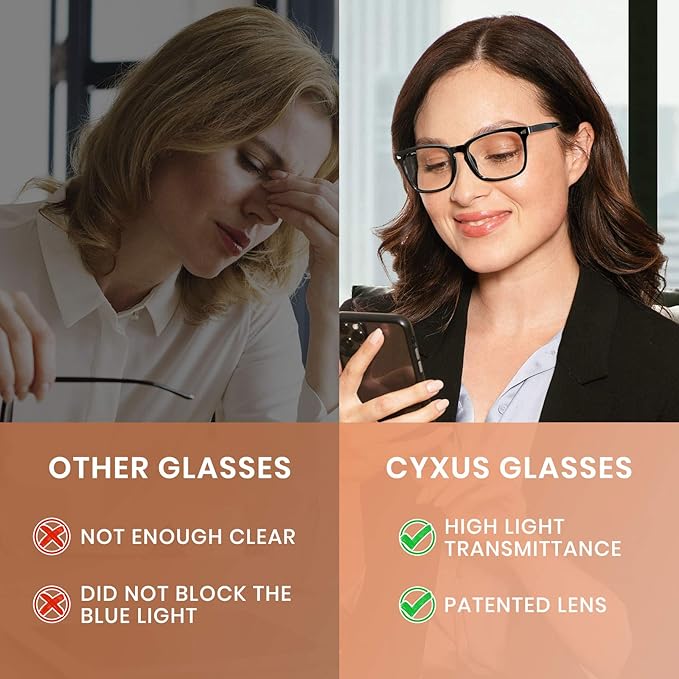Cyxus Blue Light Glasses for Men Women Reduce Eye Strain UV Blocking for Computer Screen 8082