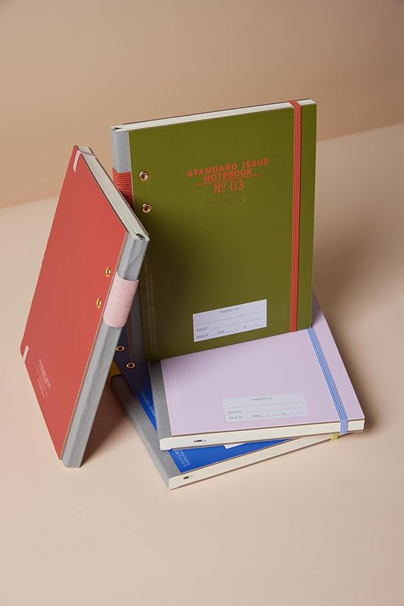 DesignWorks Ink Standard Issue Planner Notebook No. 3 Journal with 192 Lined Pages, Elastic Closure, Pen Holder, and 3 Ribbon Marker for Work, Writing, Journaling - Army Green Chili