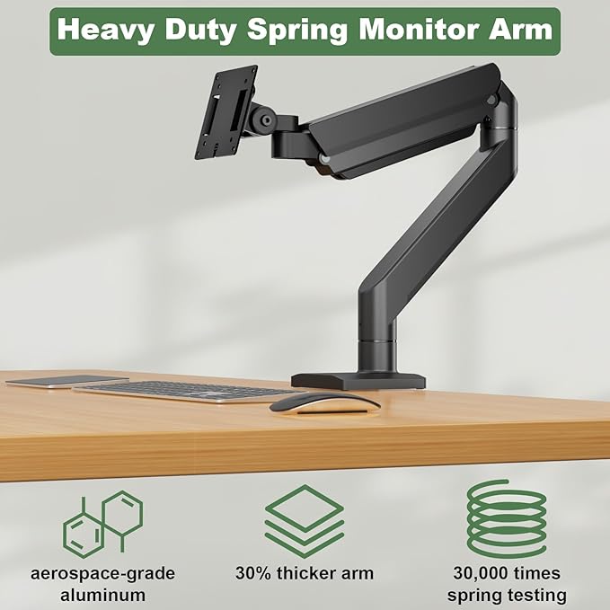 Heavy Duty Monitor Arm for 17-57 inch Screens up to 55lbs, Premium Aluminum Ultrawide Monitor Mount for Samsung 49” Odyssey G9 and LG, VESA 100x100mm, Black