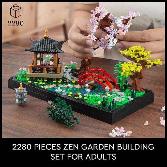 Finger Rock Cherry Blossom Bonsai Tree Building Set, Creative Japanese Tranquil Zen Gardens, Sakura Flowers and Plants Display Model Gift for Adults Teens 14+ (2280 PCS)