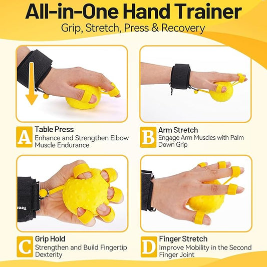 Grip Strength Trainer Device for Hand Therapy – Finger Strengthener & Extension Exerciser,Tension Relief and Hand Mobility Recovery Tools