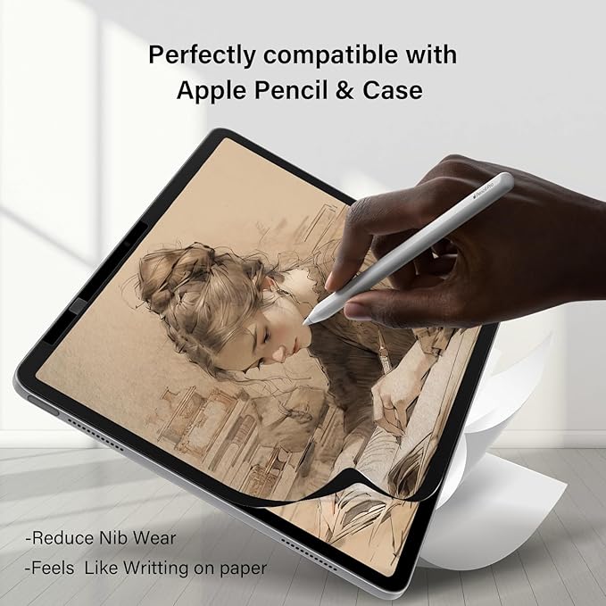 Paper Screen Protector Compatible with iPad 9th 8th 7th Gen 10.2'' Draw and Write Like on Paper, Anti Glare Blue Light Filter, Reusable Film, Bubble-Free Shield, Fingerprint-Proof, Anti-Scratch
