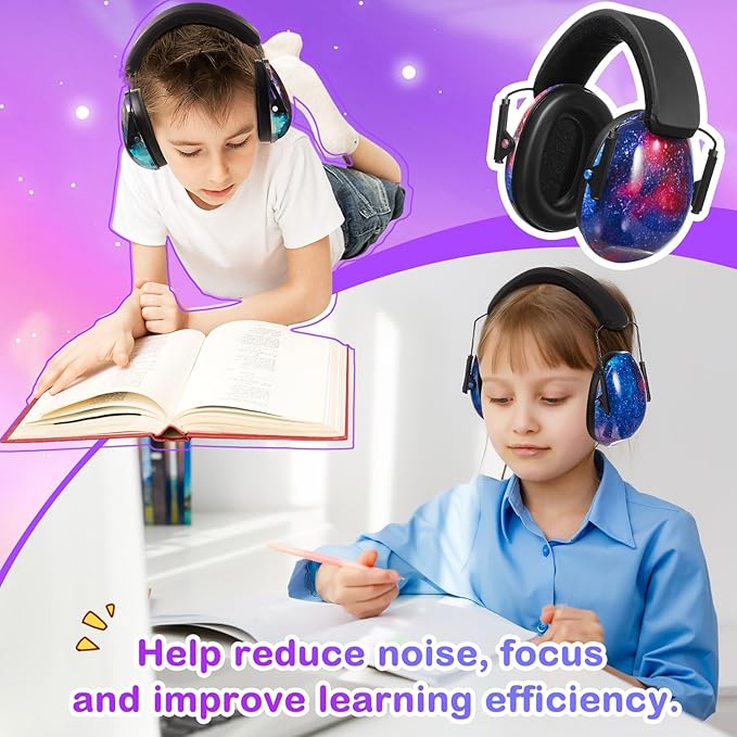 Amylove 12 Pcs Kids Ear Protection Noise Cancelling Headphones Ear Muffs Bulk 27db Adult Noise Reduction Hearing Earmuff(Universal Fit (kids & Adults),Classic Style,Starry Sky Color)