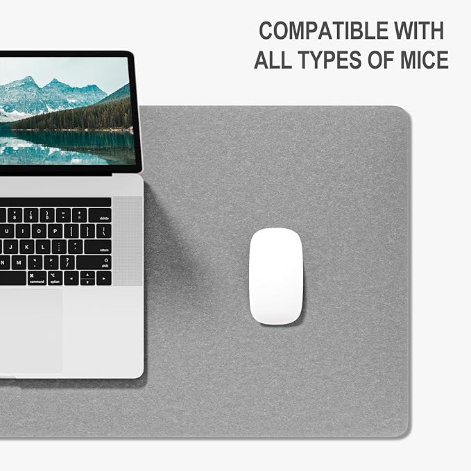 Auhoahsil Felt Desk Mat, Minimalist Large Mouse Pad XXL 35.5 x 15.7 in, Desk Matt for Desktop, Keyboard, Laptop, Computer, Office, Work from Home, Gaming, Light Gray